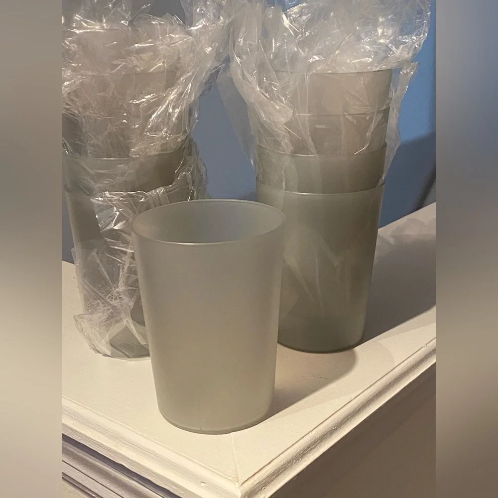 Elegant Frosted Grey Plastic cups set of 8